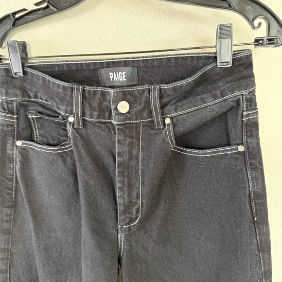 PAIGE Sasha Wide Leg Cuff Jeans Twilight Black Casual Boho Preppy Women’s 28 - Picture 6 of 13